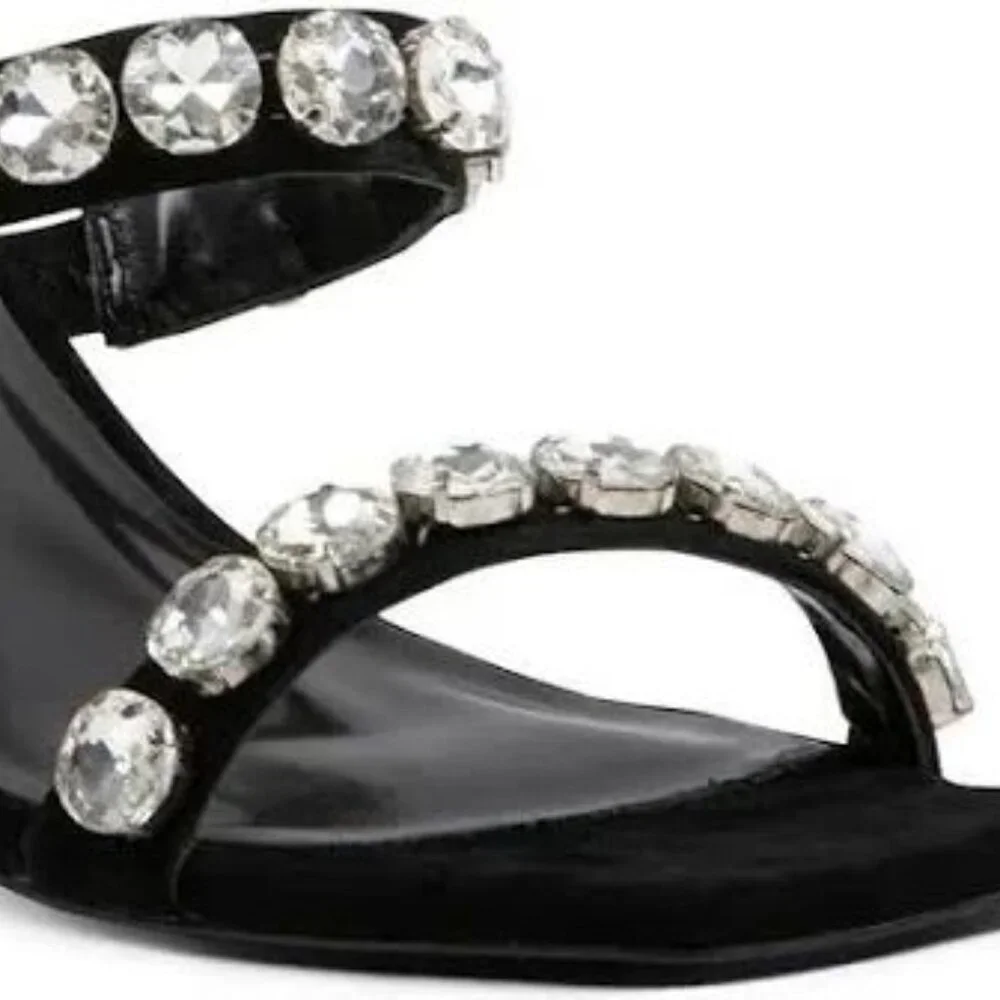 Steve Madden Black Rhinestone Sandals Size 7 - Picture 7 of 8